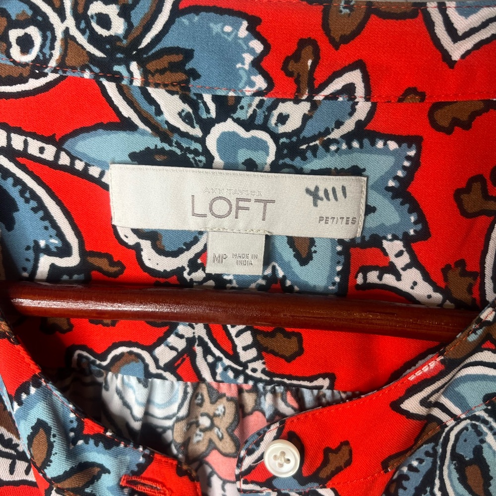 LOFT Red and Blue Paisley Floral Shift Style‎ Tunic Dress - Picture 5 of 7